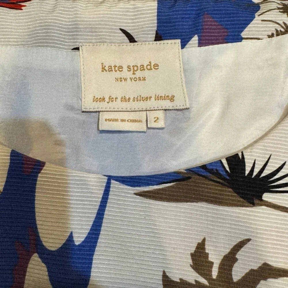 Kate Spade New York - Look‎ For the Silver Lining 100% Silk Floral Dress Size 2